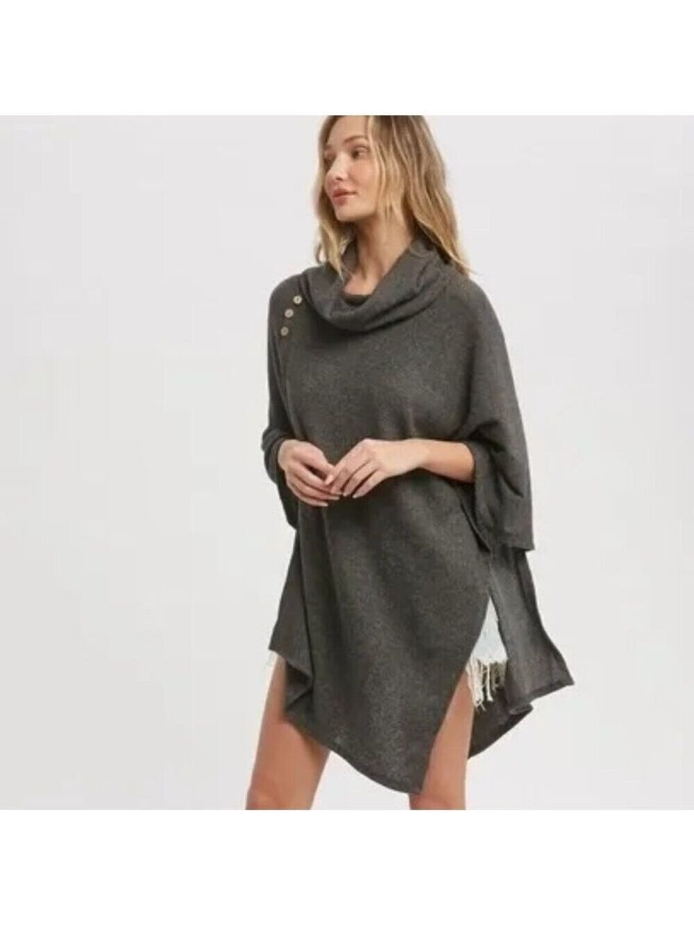 CLEAR OUT!!!! Asymmetrical Cowl Neck Poncho